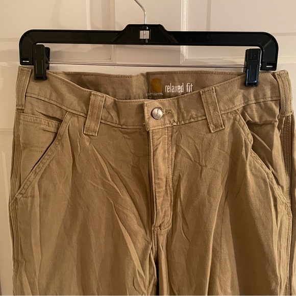 Carhartt Relaxed Fit Work Pant Men's Size 32x32 Khaki Tan Pocket Flat Front - Picture 2 of 5
